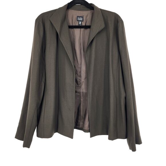 Eileen Fisher System Wool Open Front Blazer Jacket Size Large - Picture 1 of 4